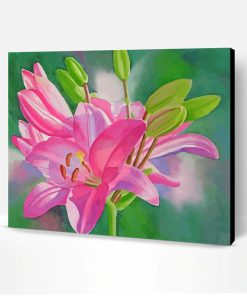 Blooming Pink Lilies Paint By Number