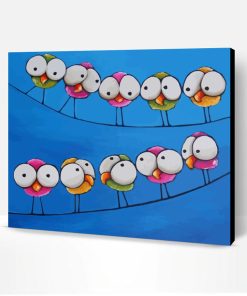 Cartoon Birds On Wire Paint By Number