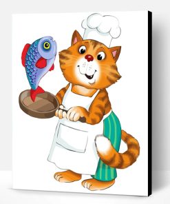 Cartoon Cat Cooking Paint By Number