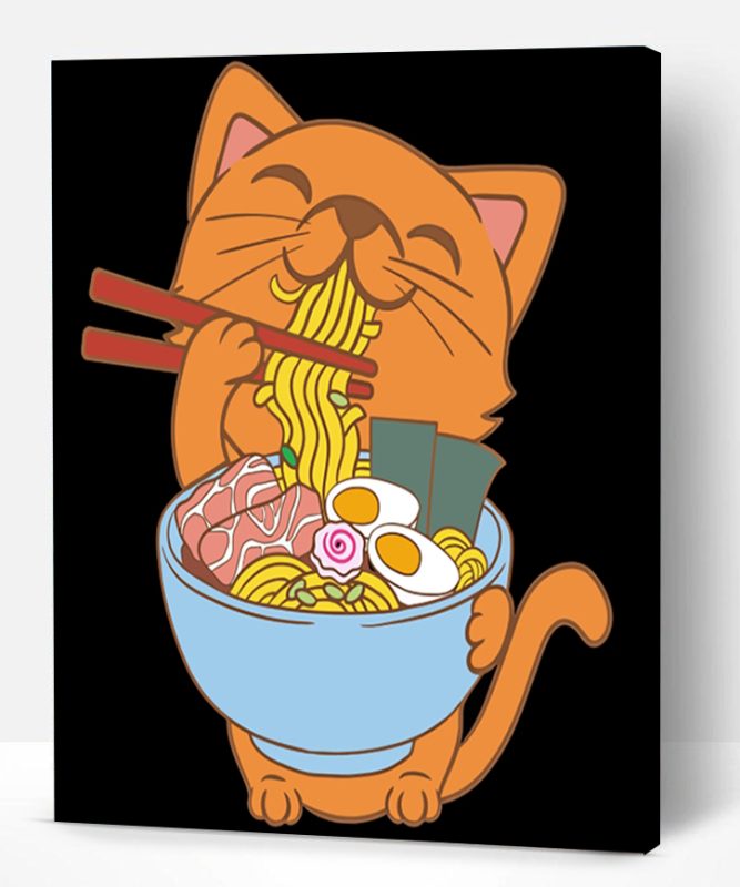 Cat Eating Ramen Paint By Number