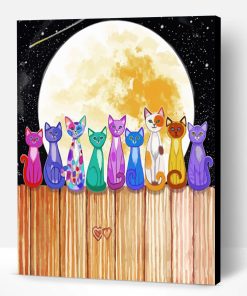 Cats In Full Moon Paint By Number