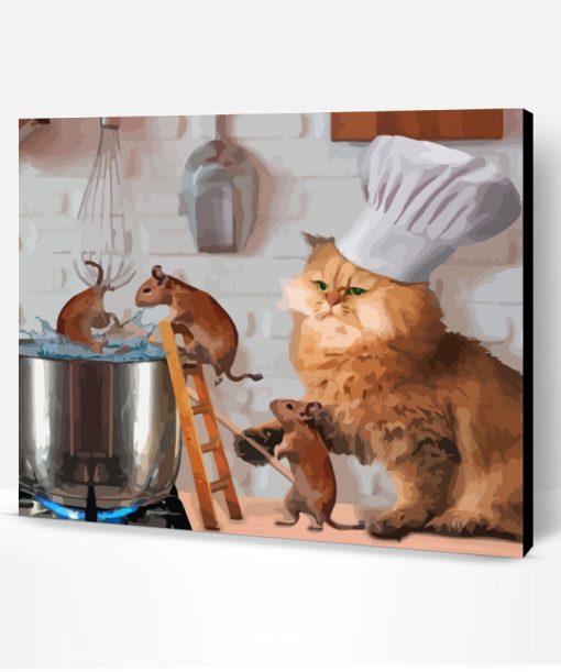 Chef Cat And Mice Paint By Number