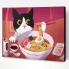Cute Cat Eating Noodles Paint By Number