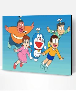 Doraemon Characters Flying Paint By Number