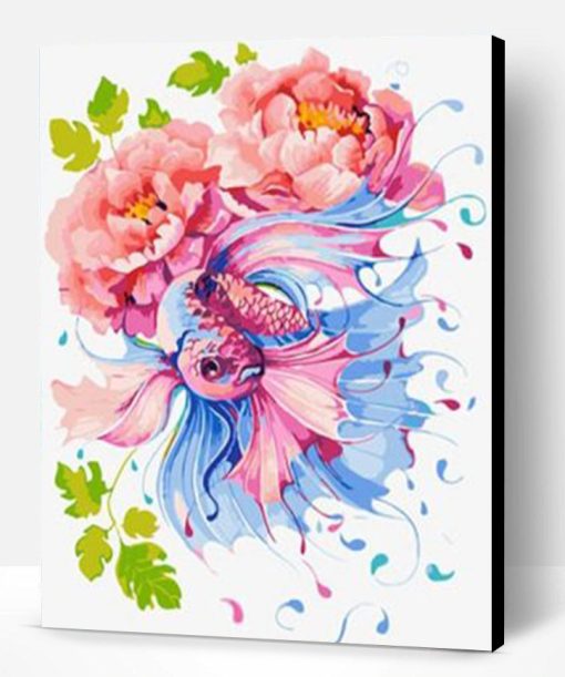 Betta Fish Peony Flower Paint By Number