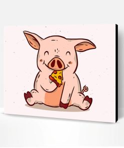 Little Pig Eating Pizza Paint By Number