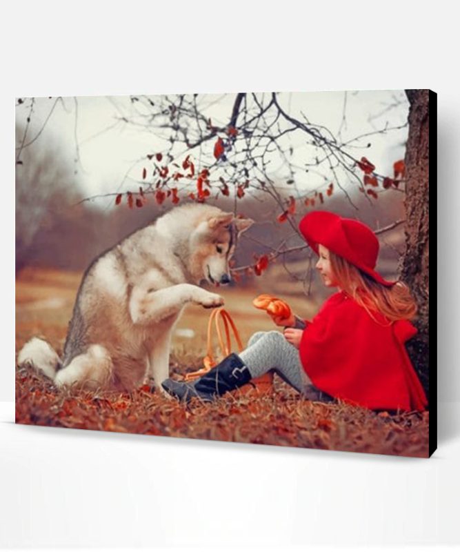 Husky Dog And Little Girl Paint By Number