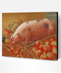 Pig Eating Apples Paint By Number
