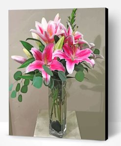 Pink Lilies In Vase Paint By Number