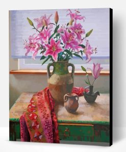 Pink Lilies Vase Paint By Number