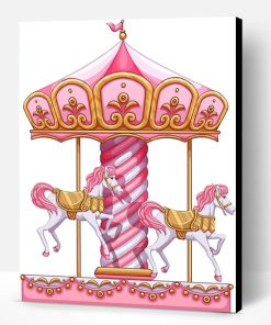 Pink Carousel Horse Paint By Number