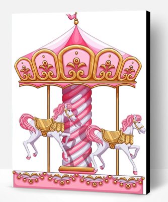 Pink Carousel Horse Paint By Number