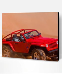 Red Jeep Car In Desert Paint By Number