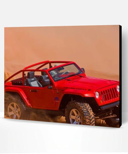 Red Jeep Car In Desert Paint By Number