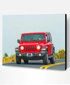 Red Jeep On Road Paint By Number