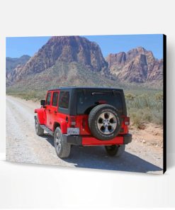 Red Jeep Wrangler In Nevada Paint By Number