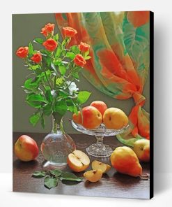 Orange Roses And Pear Paint By Number