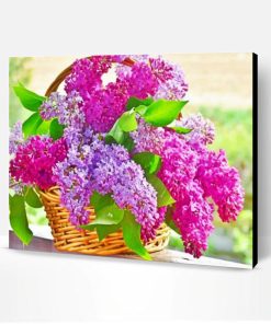 Aesthetic Basket Of Lilac Flowers Paint By Number