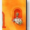 Lantern and Plants On Orange Wall Paint By Number