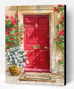Aesthetic Red Door Art Paint By Number