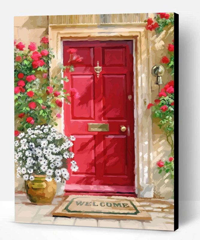 Aesthetic Red Door Art Paint By Number