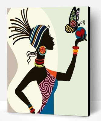 African Woman And Butterflies Paint By Number