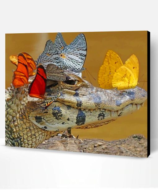 Alligator With Butterflies Paint By Number