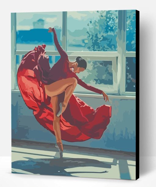 Ballerina Wearing Red Dress Paint By Number