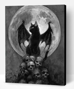 Bat Cat And Skulls Paint By Number