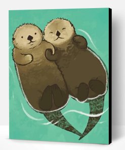 Beavers Holding Hands Paint By Number