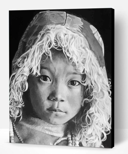 Black And White Tibetan Child Paint By Number