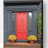 Black House Red Front Door Paint By Number
