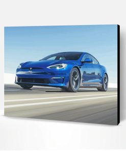 Blue Tesla Car Paint By Number