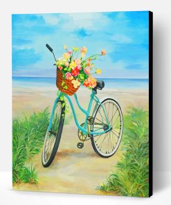 Blue Bike And Flowers Paint By Number