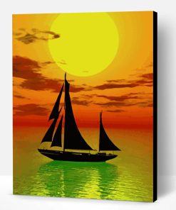 Boat Landscape Sunset Paint By Number