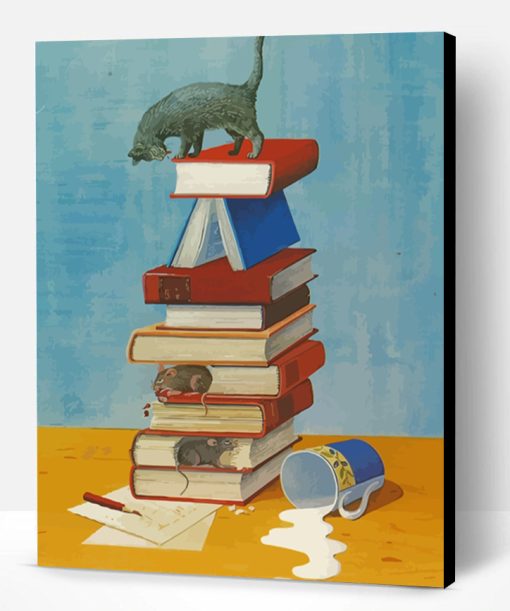 Books With Mice And Cat Paint By Number