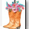 Brown Boot And Flowers Paint By Number