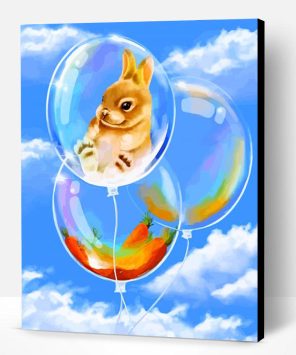 Bunny In Bubble Balloons Paint By Number