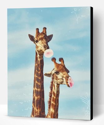 Giraffes Blowing Bubble Paint By Number