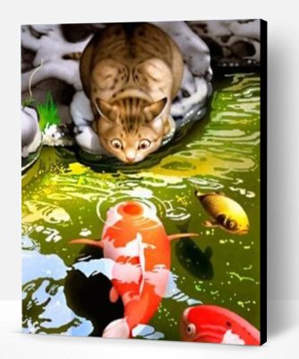 Cat Watching Koi Fish Paint By Number