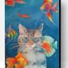 Cat With Fishes In The Water Paint By Number