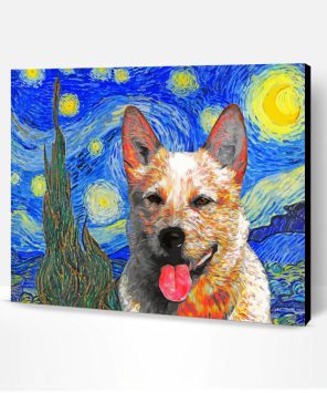 Red Heeler Starry Night Paint By Number