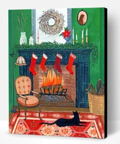 Christmas Fireplace Paint By Number