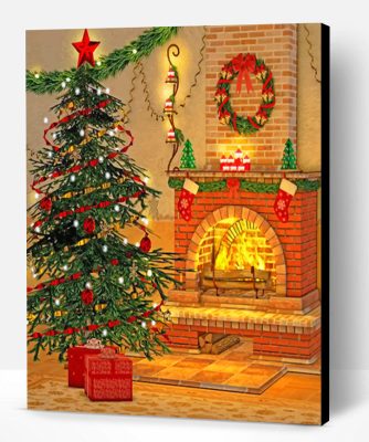 Christmas Tree And Fireplace Paint By Number