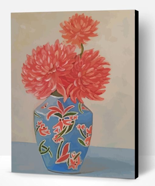 Chrysanthemum In Vase Paint By Number