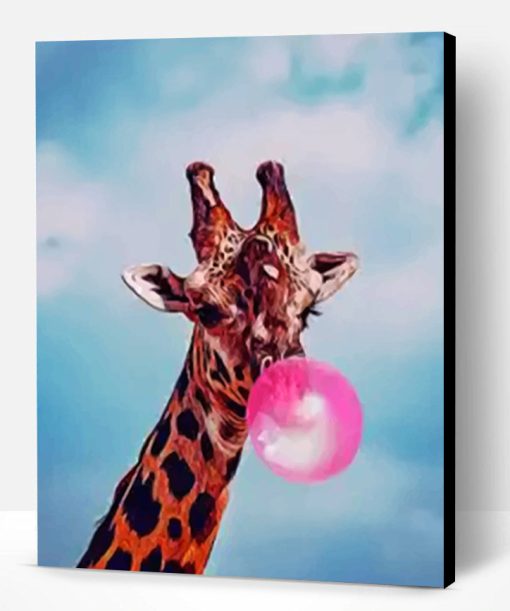 Giraffe And Bubblegum Paint By Number