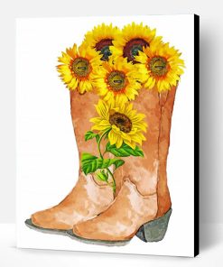 Cowboy Boots With Flowers Paint By Number