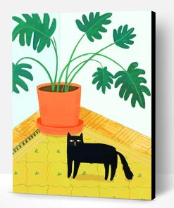 Cute Cat And Philendron Paint By Number