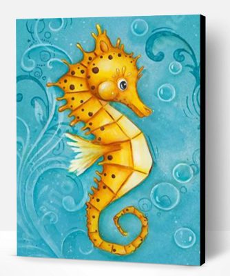 Cute Yellow Seahorse Paint By Number