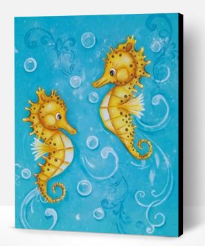 Cute Yellow Seahorse Paint By Number